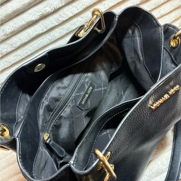 SOLD - SOLD   Michael Kors Black Shoulder Bag with Gold Accents - Picture 7 of 9